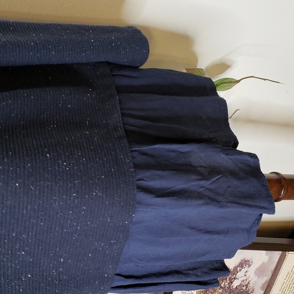 Loft Flecked Multi Media Top Ribbed Sweater Flouncy Sheer Bottom Spring Top - Picture 3 of 13